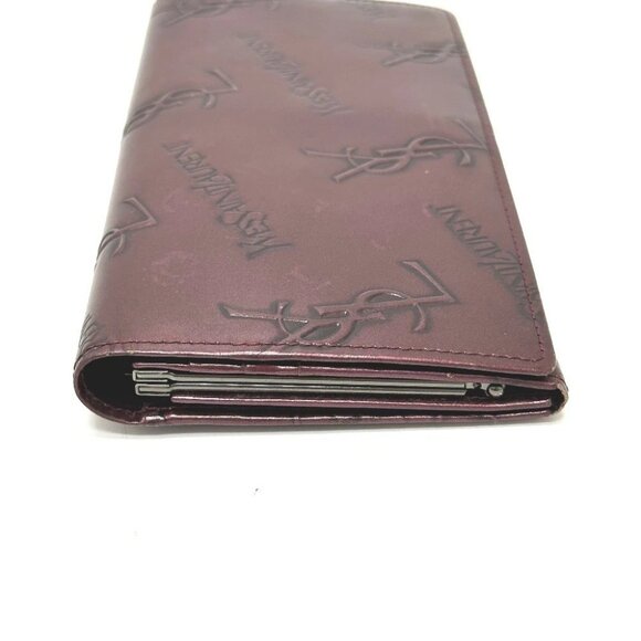 YVES SAINT LAURENT YSL logo all-over pattern Bifold Kisslock Long Wallet - Picture 4 of 16